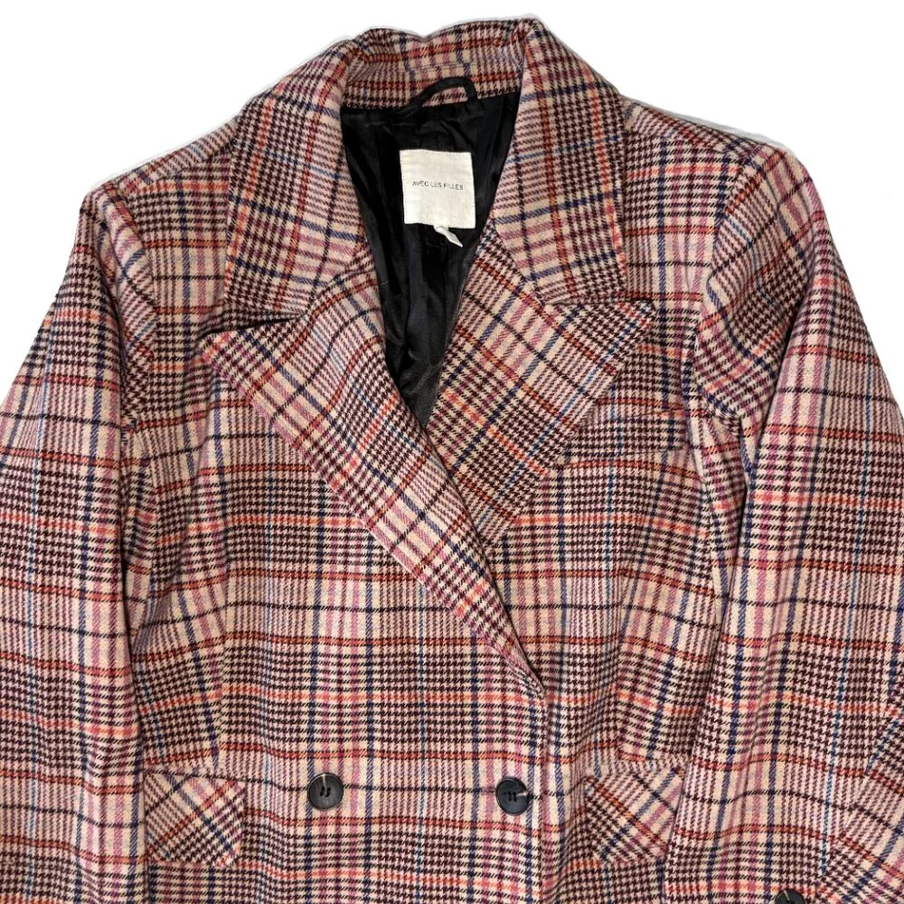 Avec Les Filles Double-Breasted Knit Plaid Blazer - Picture 4 of 10